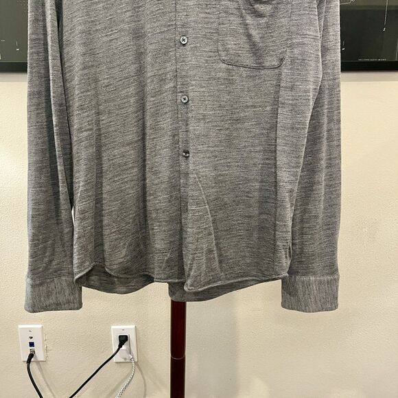 Club Monaco - Wool Blend Knit Jersey Button Down Shirt - Grey - Picture 5 of 7